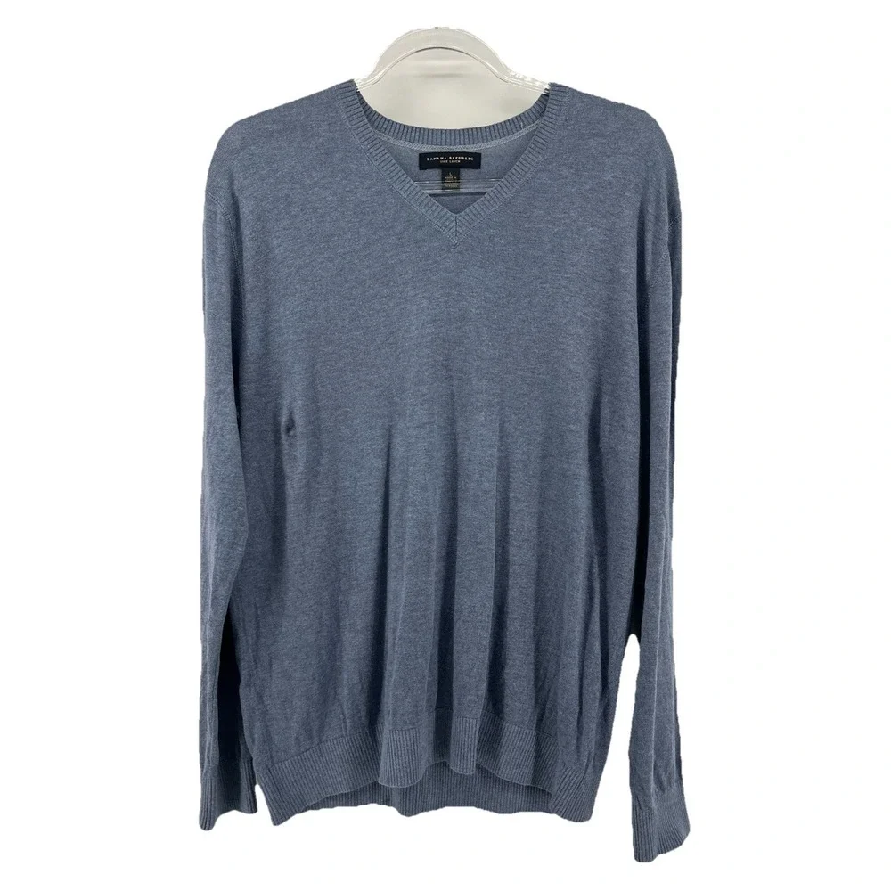 Banana Republic‎ V-Neck Silk and Linen Sweater Men's Size L Blue
